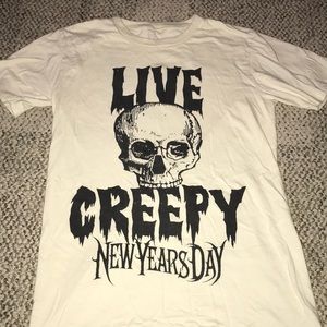 Creepy New Years Day Band Rock Tee Skull